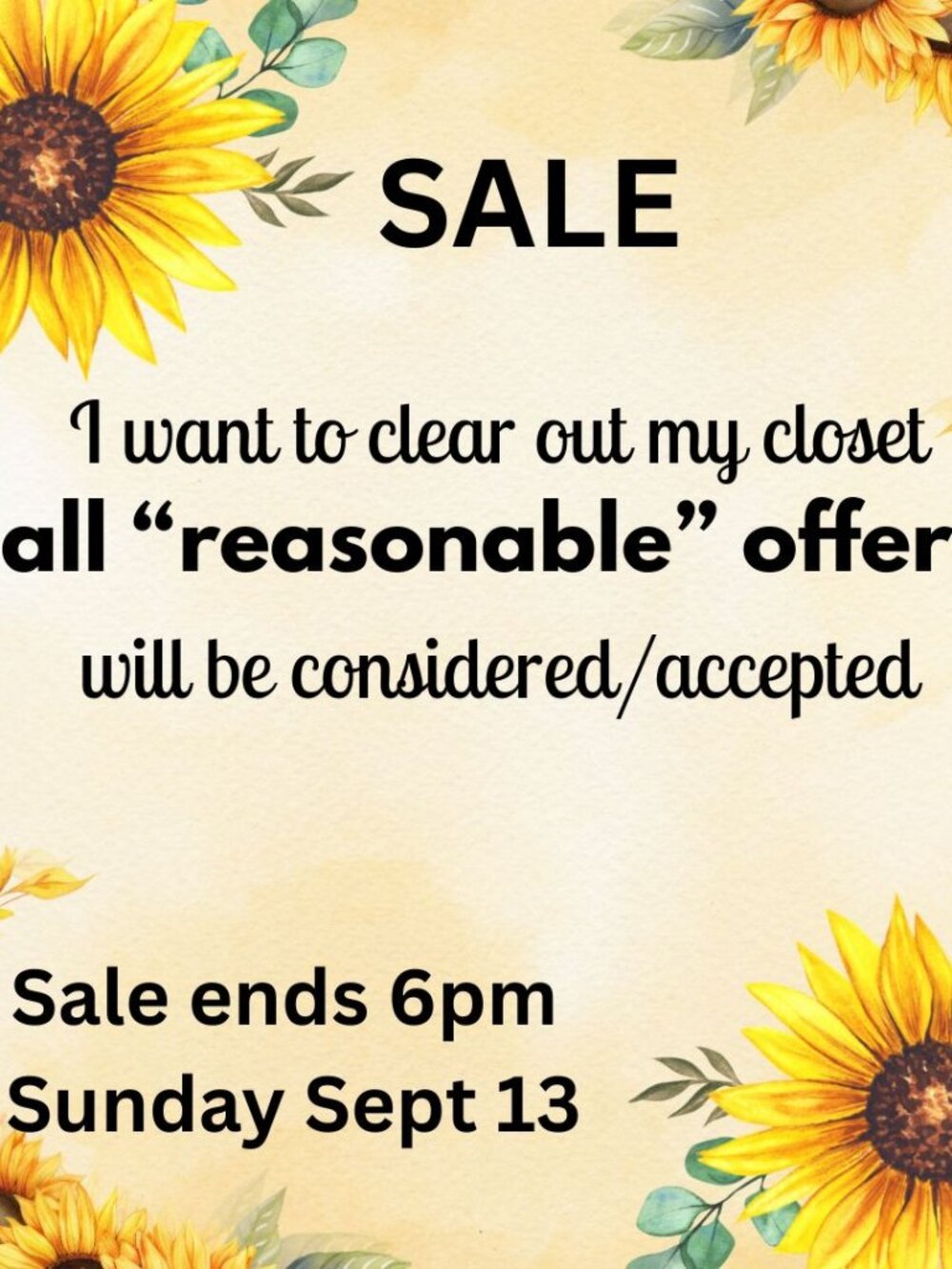COMPLETE CLOSET SALE